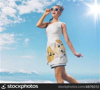 Charming woman taking a sunbath