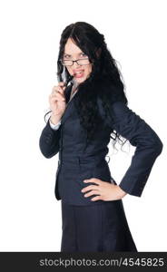 charming young business woman with a black pen in the hands