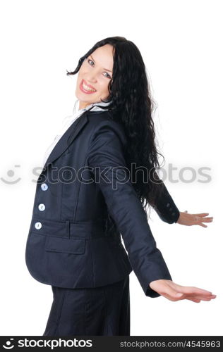 charming young business woman with long hair