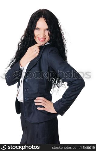 charming young business woman with long hair