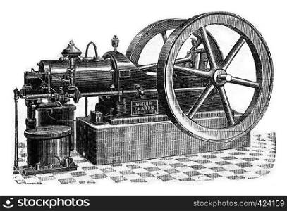 Charon engine, vintage engraved illustration. Industrial encyclopedia E.-O. Lami - 1875.