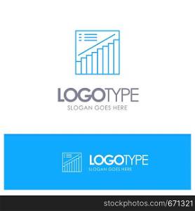 Chart, Graph, Analytics, Presentation, Sales Blue outLine Logo with place for tagline