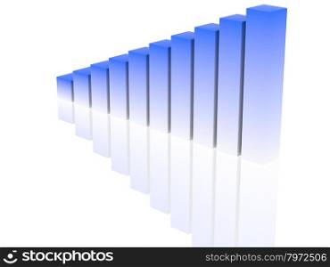 chart success of the blue-white cubes on a white background. 3d