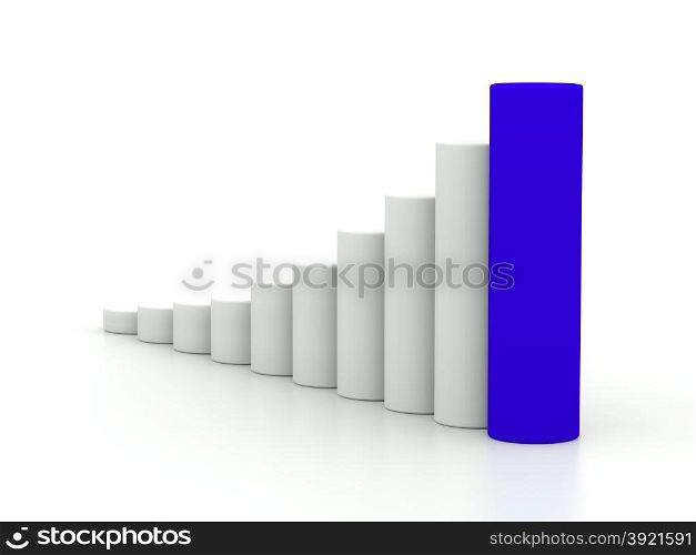 chart success of the cylinders on a white background with blue leader. 3d