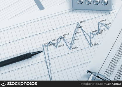 Charts and graphs of sales - a symbol of successful corporate business