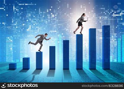 Chasing business people in competition concept. The chasing business people in competition concept