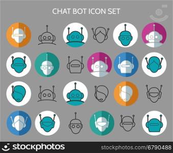 Chat bot icons. Chat bot icons. Virtual chatter assistant vector signs