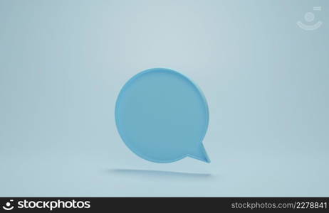 Chat bubble icons or speech bubbles sign symbol on blue pastel background. Concept of chat, communication or dialogue. 3d rendering illustration.