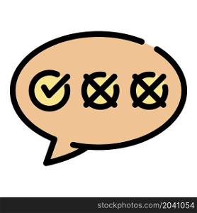 Chat bubble with checkboxes icon. Outline chat chat bubble with checkboxes vector icon color flat isolated. Chat bubble with checkboxes icon color outline vector