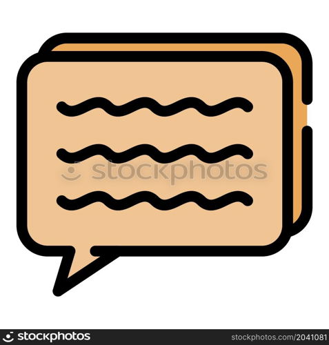 Chat bubble with text icon. Outline chat bubble with text vector icon color flat isolated. Chat bubble with text icon color outline vector