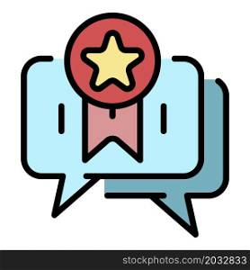 Chat bubbles and reward icon. Outline chat bubbles and reward vector icon color flat isolated. Chat bubbles and reward icon color outline vector