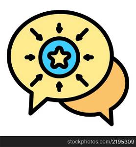 Chat bubbles and star icon. Outline chat bubbles and star vector icon color flat isolated. Chat bubbles and star icon color outline vector