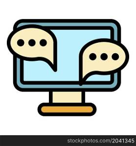 Chat bubbles on screen icon. Outline chat bubbles on screen vector icon color flat isolated. Chat bubbles on screen icon color outline vector