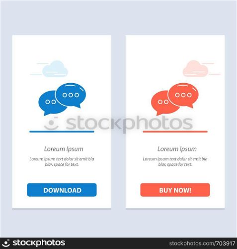 Chat, Chatting, Conversation, Dialogue Blue and Red Download and Buy Now web Widget Card Template