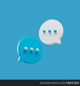 Chat discussion icons simple 3d render illustration isolated on blue background with soft shadows. Chat discussion icons simple 3d render illustration isolated on blue background