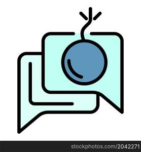 Chat hacker bomb icon. Outline chat hacker bomb vector icon color flat isolated. Chat hacker bomb icon color outline vector