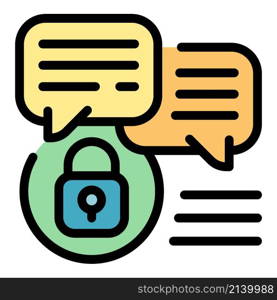 Chat privacy icon. Outline chat privacy vector icon color flat isolated. Chat privacy icon color outline vector