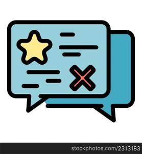 Chat reputation product review icon. Outline chat reputation product review vector icon color flat isolated. Chat reputation product review icon color outline vector
