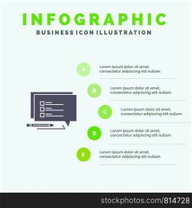 Chat, Sms, Message, Write Solid Icon Infographics 5 Steps Presentation Background