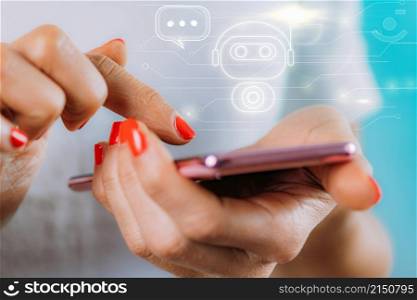 Chatbot offers automated customer support. Image enhanced with graphic details. Chatbot offers automated customer support