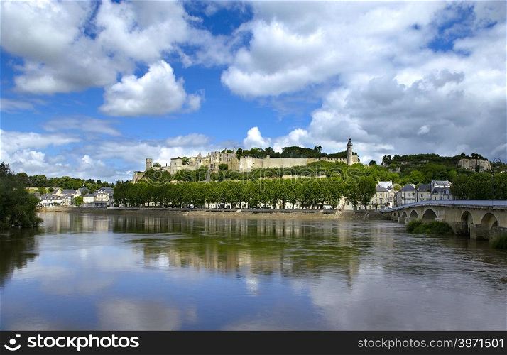 Chateau de Chinon, a castle located on the Vienne river in the town of Chinon in the Loire Valley, France. UNESCO World Heritage Site.