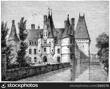 Chateau de Maintenon, vintage engraved illustration.