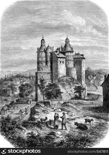 Chateau de Montbeliard, vintage engraved illustration. Magasin Pittoresque 1861.