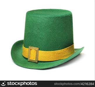 Cheap and cheerful st. patrick&rsquo;s day carnival hat isolated on white with natural shadow.