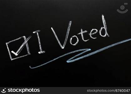 "Check box of "I voted" on a blackboard"