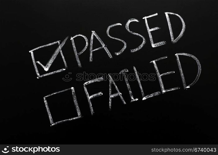 Check boxes of passed and failed with passed checked on a blackboard