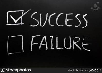 Check boxes of success and failure with success checked on a blackboard