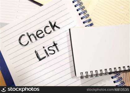 Check list text concept write on notebook