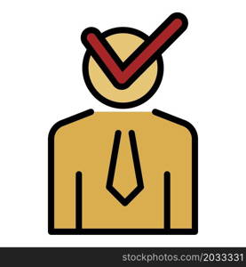 Check man lecture icon. Outline check man lecture vector icon color flat isolated. Check man lecture icon color outline vector