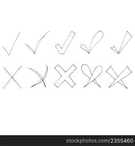 Check mark and cross symbols. Liner