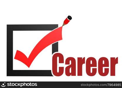 Check mark with career word image with hi-res rendered artwork that could be used for any graphic design.