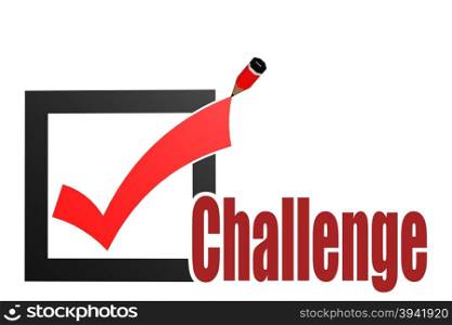 Check mark with challenge word image with hi-res rendered artwork that could be used for any graphic design.
