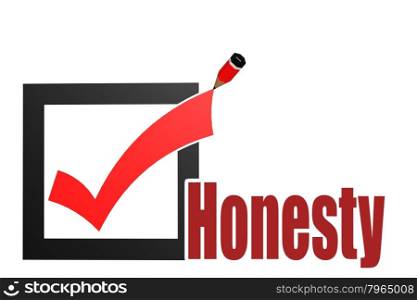 Check mark with honesty word image with hi-res rendered artwork that could be used for any graphic design.