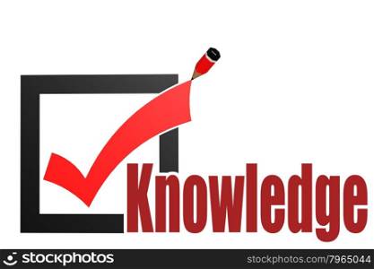 Check mark with knowledge word image with hi-res rendered artwork that could be used for any graphic design.
