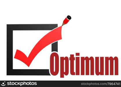 Check mark with optimum word image with hi-res rendered artwork that could be used for any graphic design.
