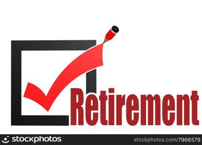 Check mark with retirement word image with hi-res rendered artwork that could be used for any graphic design.