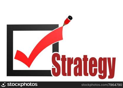 Check mark with strategy word image with hi-res rendered artwork that could be used for any graphic design.