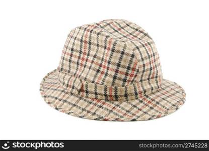checked brown hat isolated on white background