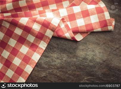 checked cloth napkin at table