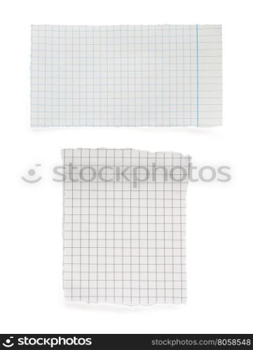 checked paper isolated on white background