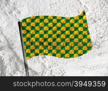 checkered flag on Cement wall texture background design