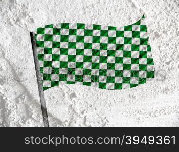 checkered flag on Cement wall texture background design