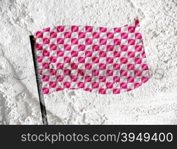 checkered flag on Cement wall texture background design