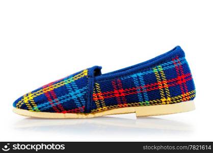 checkered wool children&rsquo;s slippers shot closeup