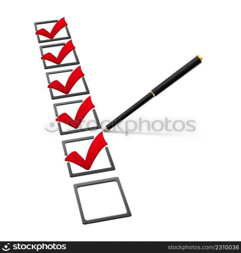 Checklist with pen vector illustration on white background.. Checklist with pen vector illustration on white background