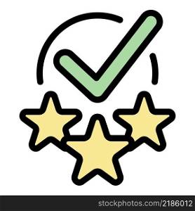 Checkmark and stars icon. Outline checkmark and stars vector icon color flat isolated. Checkmark and stars icon color outline vector